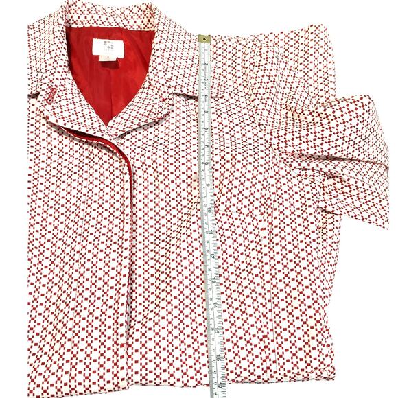 Apt. 9 Lined Hidden Buttons Cotton Blend Coat Stretch Red White Womens Size 6 - Picture 8 of 9